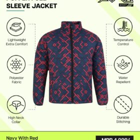 AWG-PRINTED PUFFER JACKET  Navy with Red 3xl