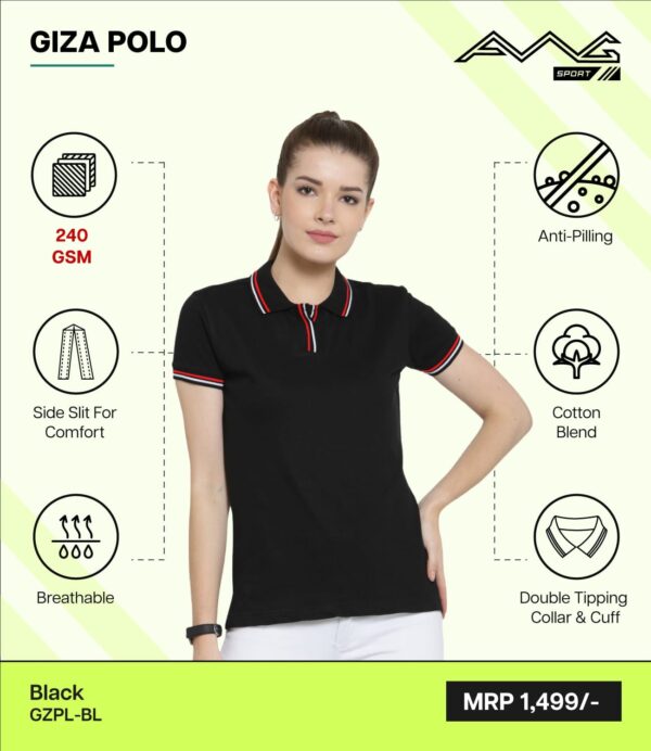 AWG-GIZA POLO-WOMEN Black 3XL