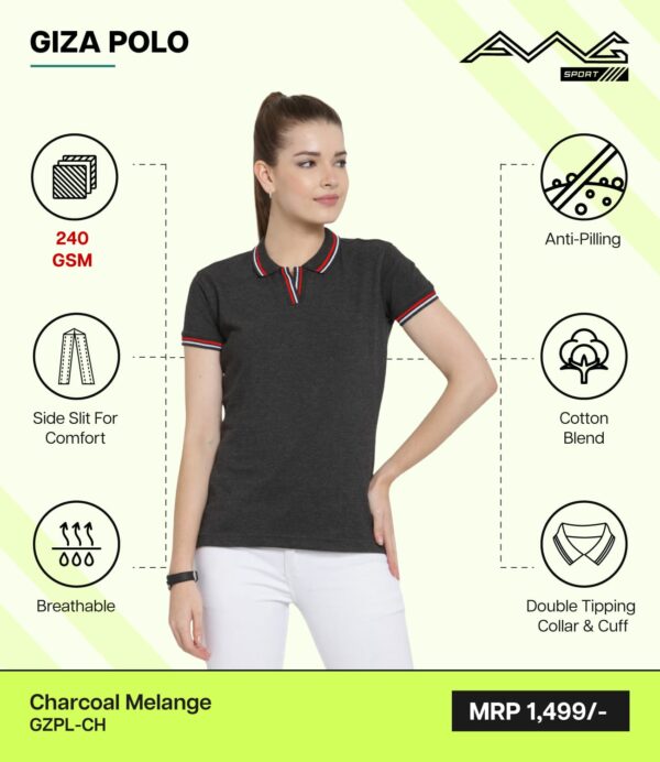 AWG-GIZA POLO-WOMEN Charcoal Melange