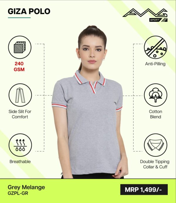 AWG-GIZA POLO-WOMEN Grey 3XL