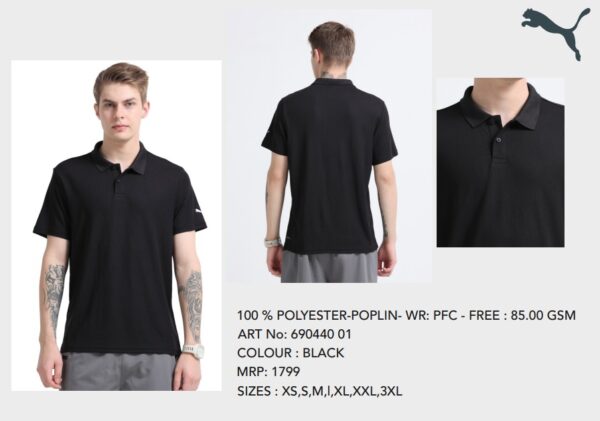PUMA POLY POLO T SHIRT BLACK