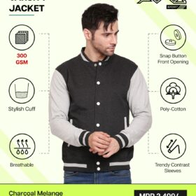 AWG-VARSITY JACKET Charcoal Melange 3XL