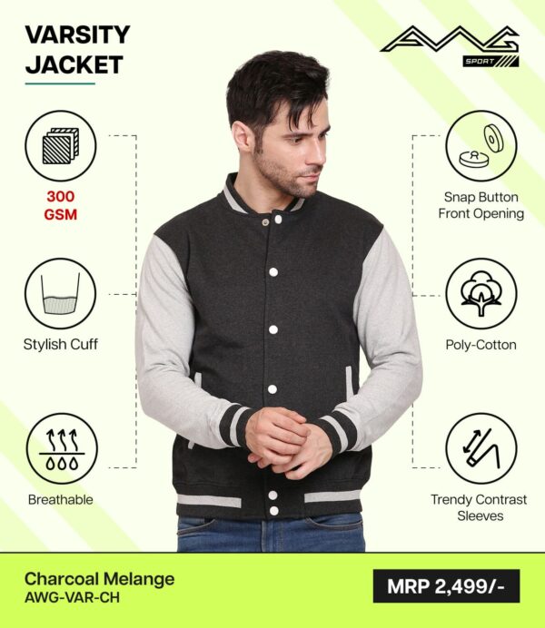 AWG-VARSITY JACKET Charcoal Melange