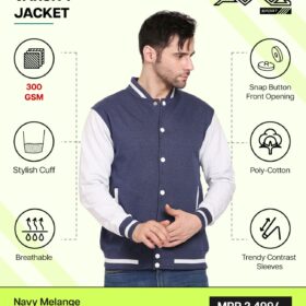 AWG-VARSITY JACKET Navy Melange 3XL