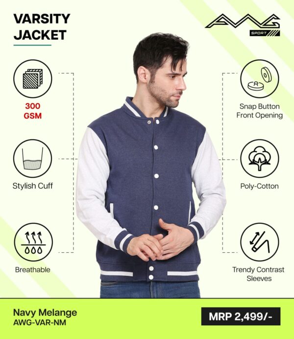AWG-VARSITY JACKET Navy Melange