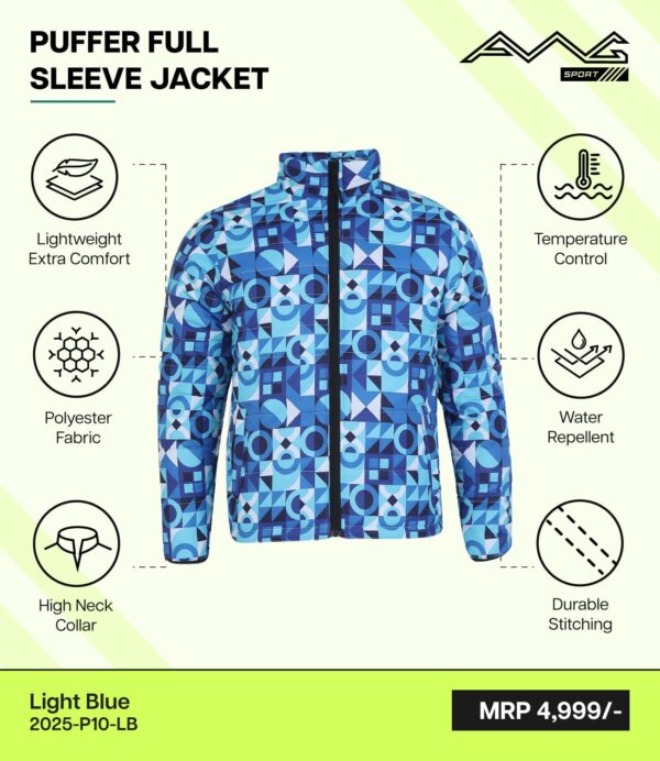 AWG-PRINTED PUFFER JACKET Light Blue