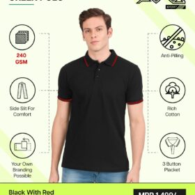AWG-GREEN POLO NEW Black With Red 3XL
