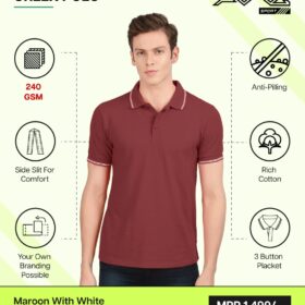 AWG-GREEN POLO NEW Maroon With White