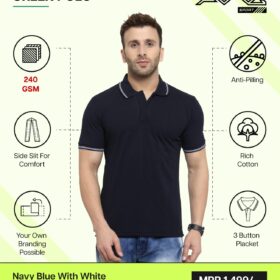 AWG-GREEN POLO NEW Navy Blue With White 3XL