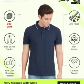 AWG-GREEN POLO NEW Navy Melange With White 3XL