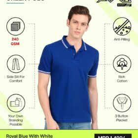 AWG-GREEN POLO NEW Royal Blue With White