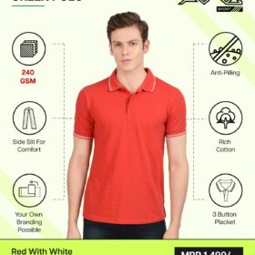 AWG-GREEN POLO NEW Red with White