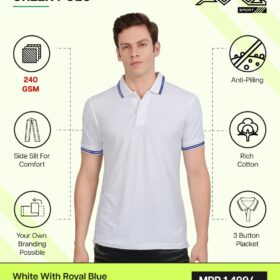 AWG-GREEN POLO NEW White With Royal Blue 3XL
