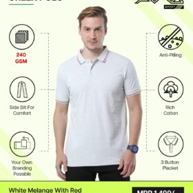 AWG-GREEN POLO NEW White with Red