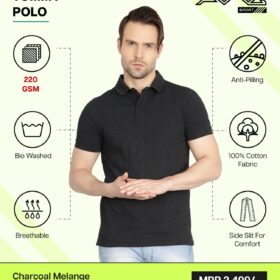 AWG- TOMMY POLO Charcoal Melange 3XL