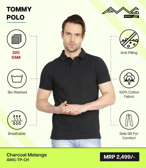 AWG- TOMMY POLO Charcoal Melange