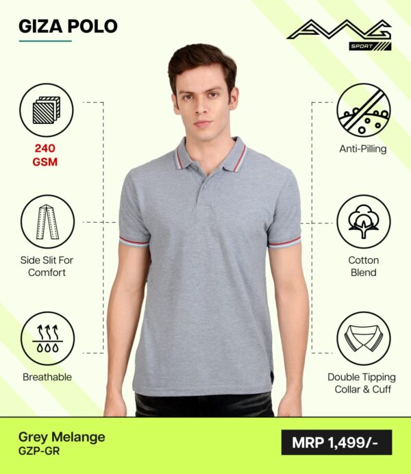 AWG- GIZA POLO Grey Malange 3XL