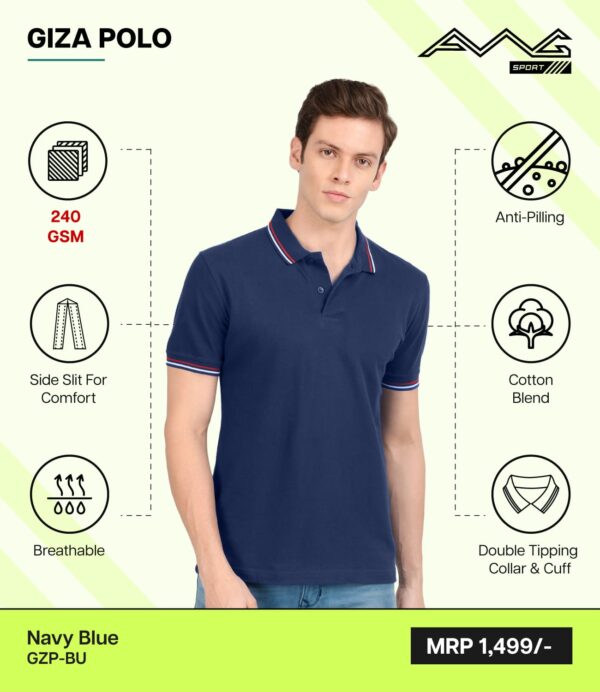 AWG- GIZA POLO Navy Melange 3XL