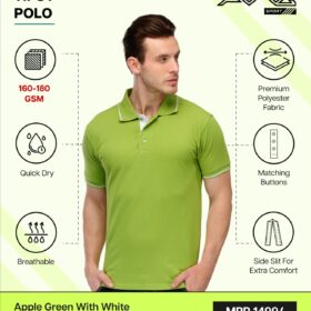 AWG- TIPSY POLO Apple Green with White