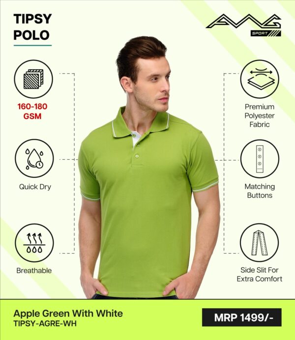 AWG- TIPSY POLO Apple Green with White 3XL