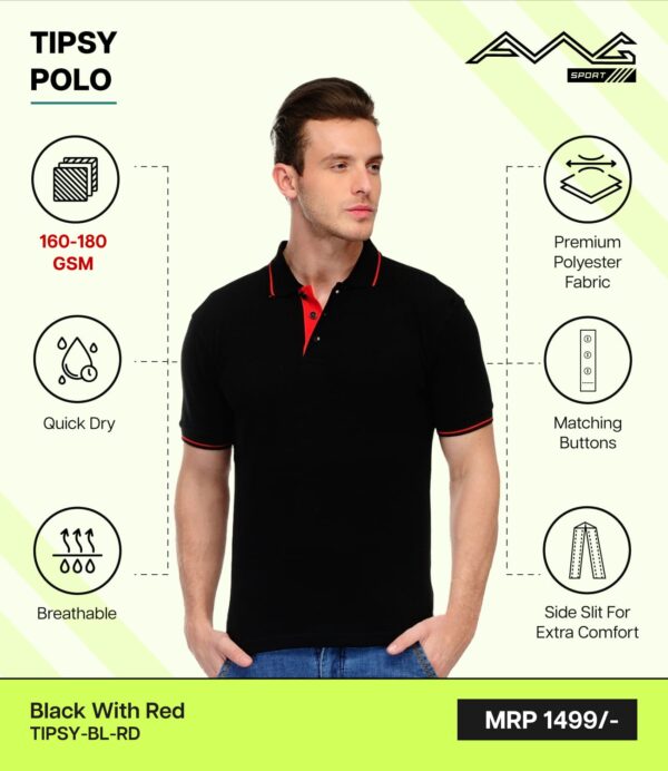 AWG- TIPSY POLO Black with Red