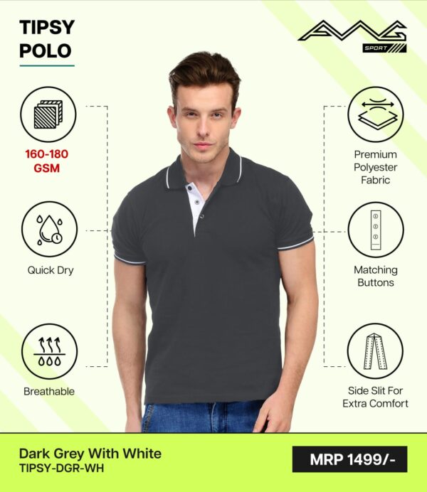 AWG- TIPSY POLO Drak Gery with White 3XL
