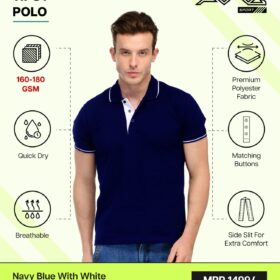 AWG- TIPSY POLO Navy Blue with White 3XL