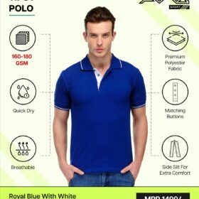 AWG- TIPSY POLO Royal Blue With White 3XL