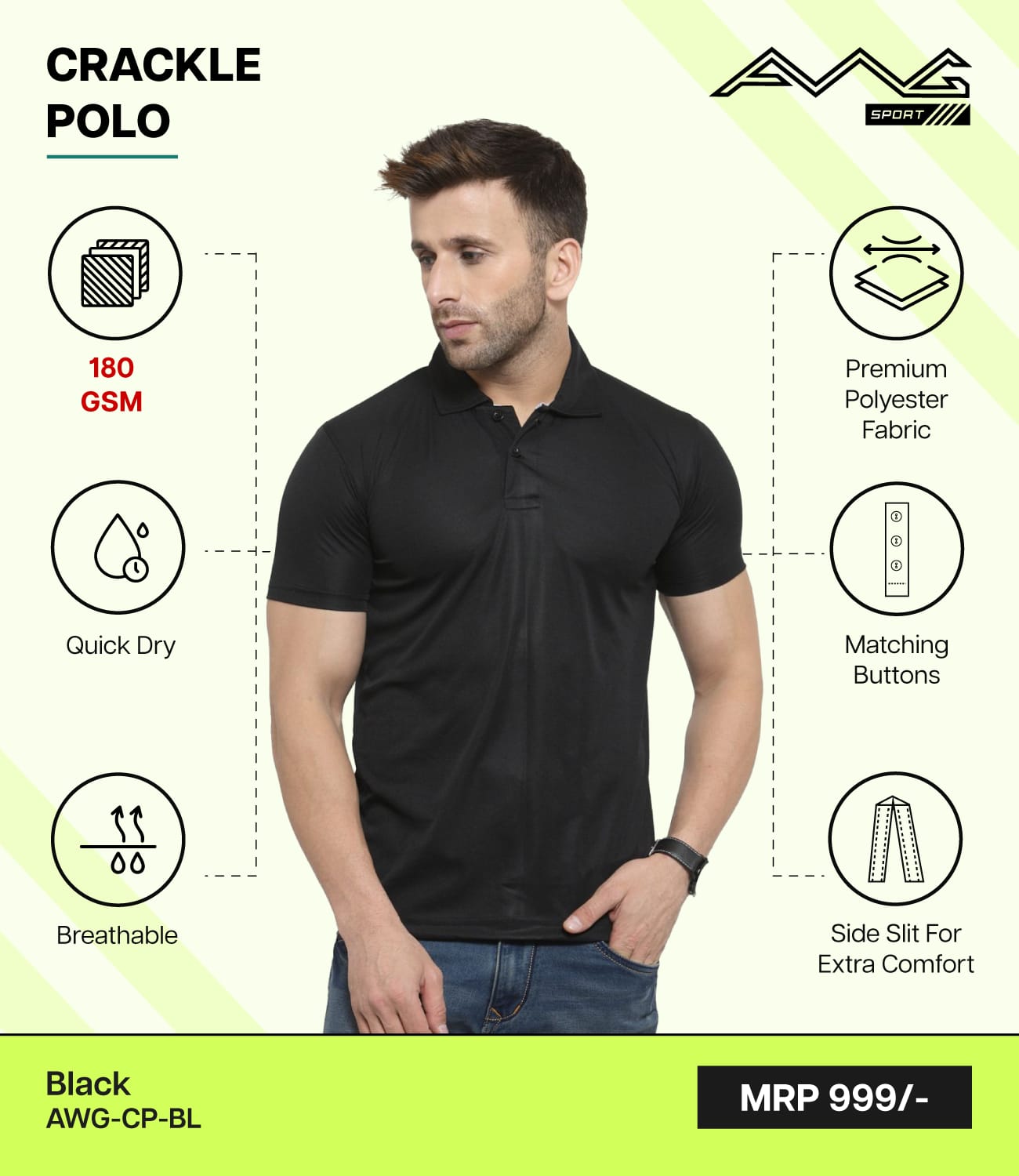 AWG- CRACKLE POLO Black 3XL