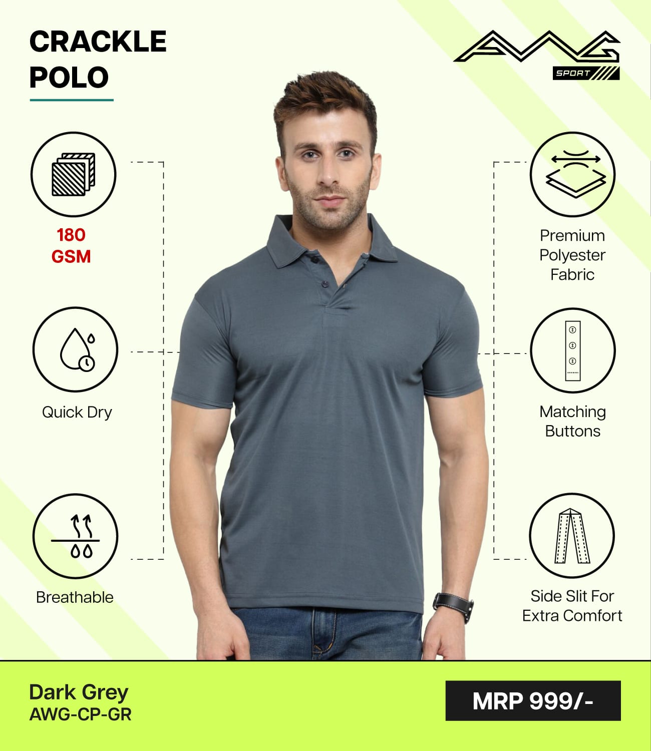AWG- CRACKLE POLO Drack Grey 3XL