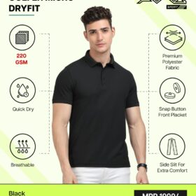 AWG- GOLFER MICRO DRYFIT Black 3XL