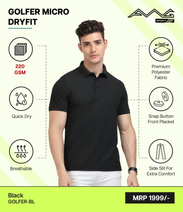 AWG- GOLFER MICRO DRYFIT Black 3XL