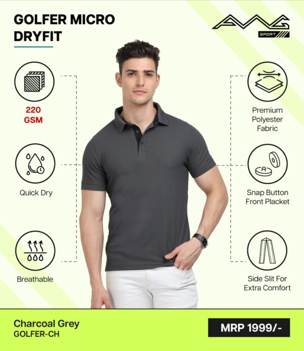 AWG- GOLFER MICRO DRYFIT Charcoal Grey
