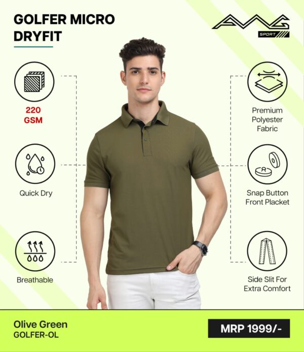 AWG- GOLFER MICRO DRYFIT Olive Green 3XL