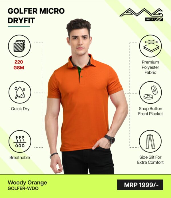 AWG- GOLFER MICRO DRYFIT Woody Orange 3XL