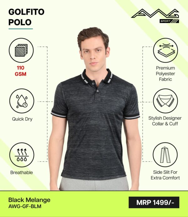 AWG- GOLFITO POLO Black Melange