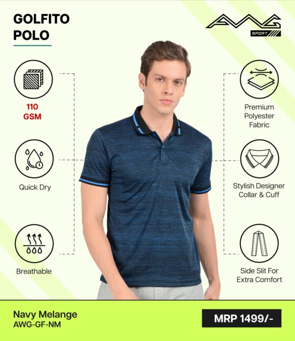 AWG- GOLFITO POLO Navy Melange 3XL