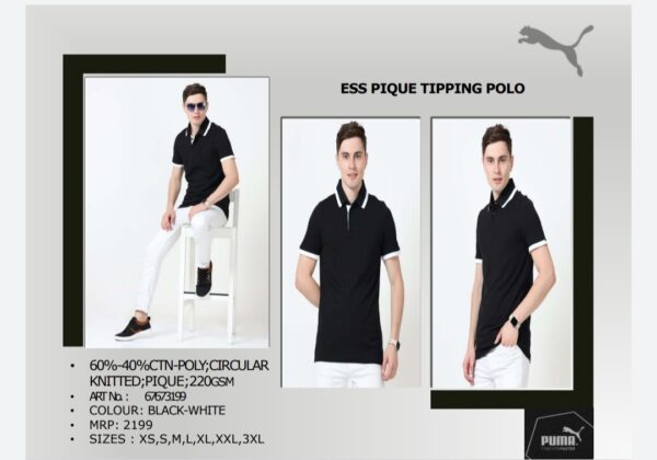 Puma Ess Pique Tipping Polo Black