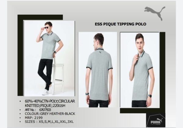 Puma Ess Pique Tipping Polo Grey