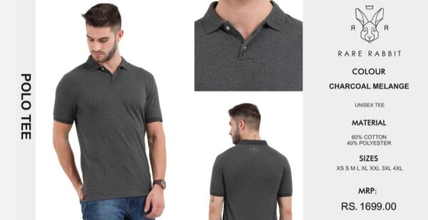 Plain Polo Tee Charcoal