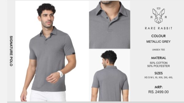 Signature Polo Tee Metallic Grey