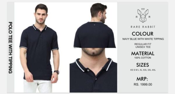Tipping Polo Tee Navy Blue