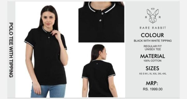 Female Tipping Polo Tee Black