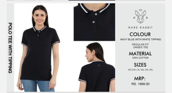 Female Tipping Polo Tee Navy Blue