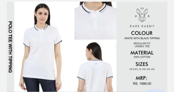 Female Tipping Polo Tee White