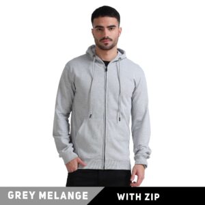 Urbanhood Premium Zipped Hoodies Grey Melange