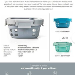 Tintbox Glass Lunch Box with Glass Lid 500ml